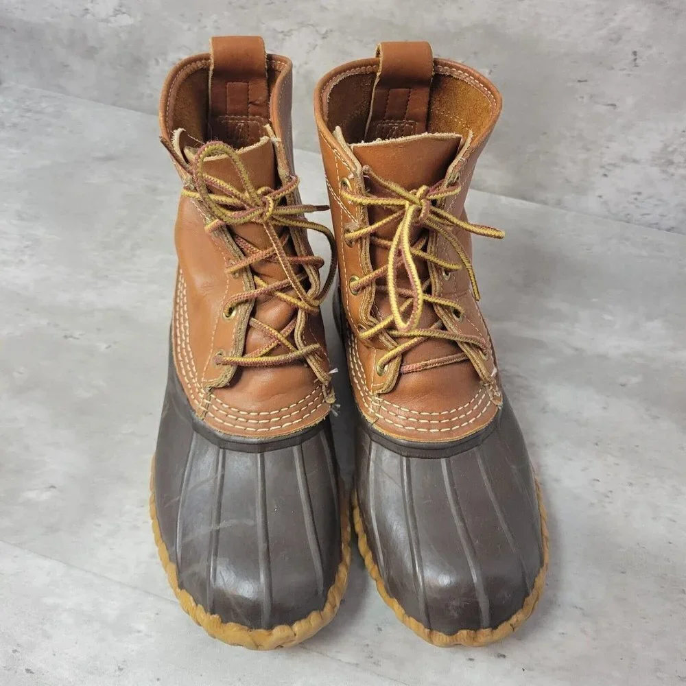 Vintage LL Bean‎ Boots Womens 7 Brown Maine Hunting Shoe Unlined Leather Duck
